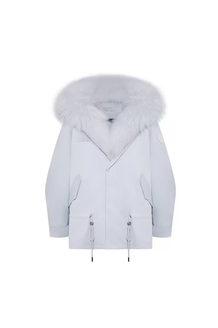 Ozlana Airy Blue Hooded Casual Parka | Women Omniverse: Milan Runway Collection