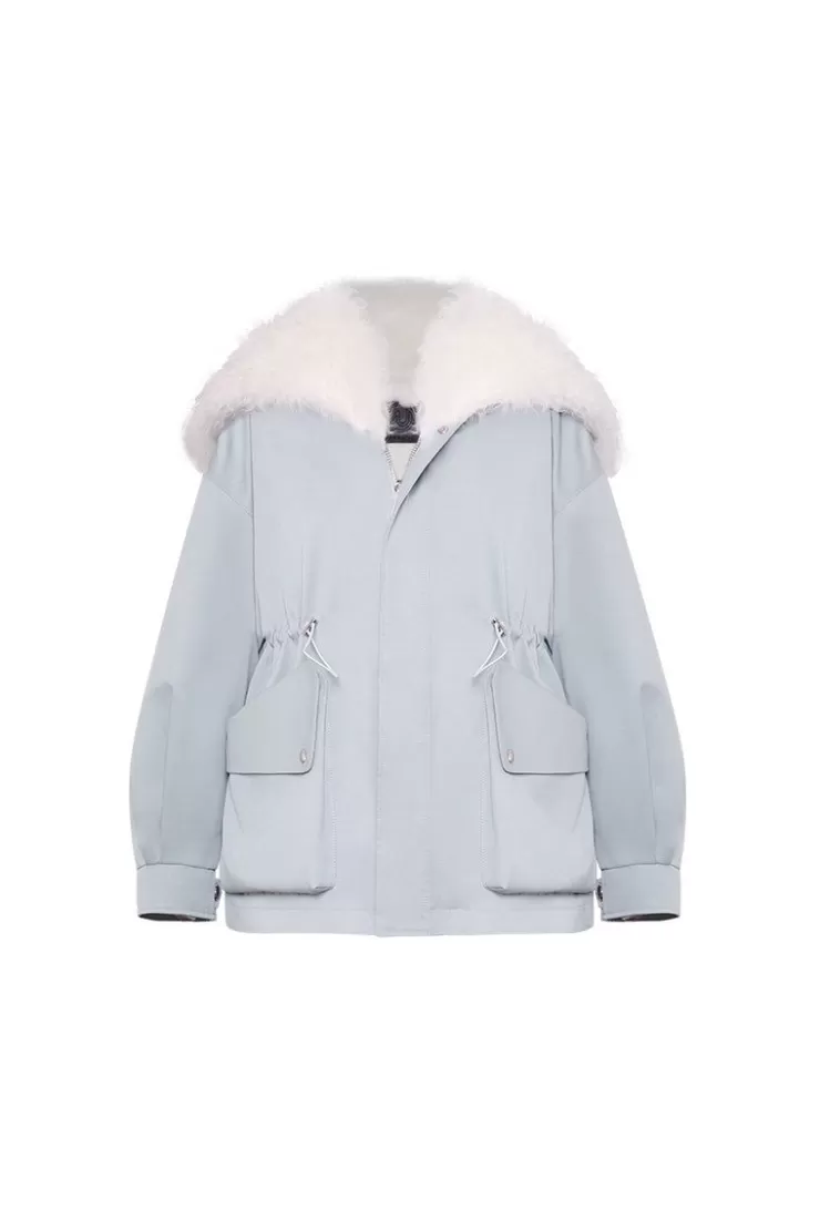 Ozlana Airy Blue Lapel Parka | Women Classic & Designer Parkas