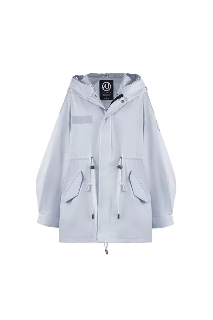 Ozlana Airy Blue Oversize Parka +Blue Rabbit Fur/Raccoon Fur | Women Classic & Designer Parkas