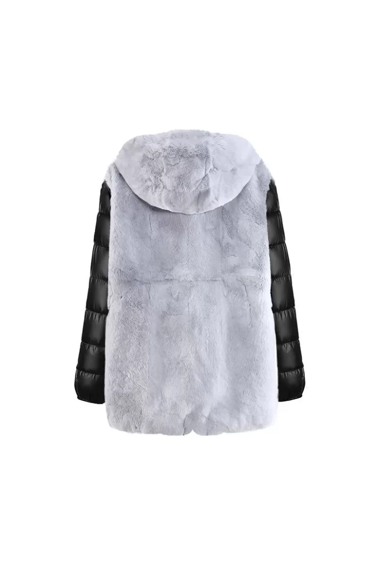 Ozlana Airy Blue Oversize Parka +Blue Rabbit Fur/Raccoon Fur | Women Classic & Designer Parkas