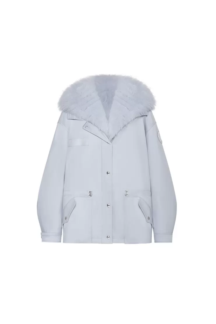 Ozlana Airy Blue Transform Parka +Blue Hooded Fur Coat | Women Classic & Designer Parkas