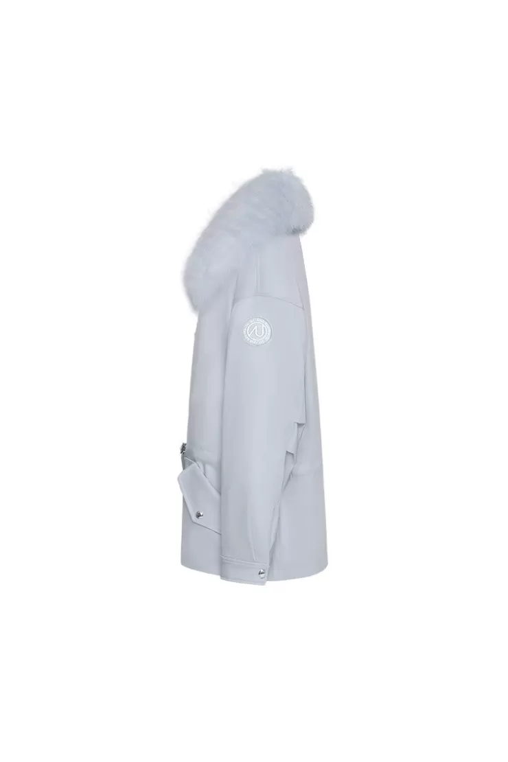 Ozlana Airy Blue Transform Parka +Blue Lapel Fur Coat | Women Classic & Designer Parkas