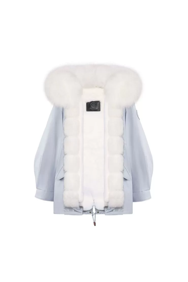 Ozlana Airy Blueoversize Parka+Cream Snow | Women Classic & Designer Parkas