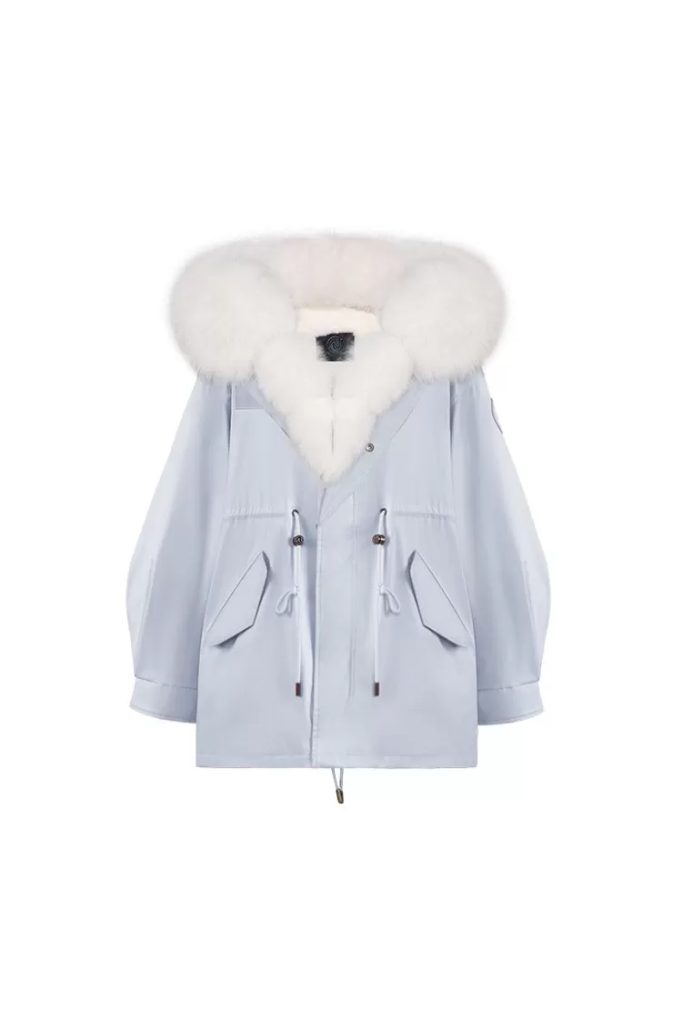 Ozlana Airy Blueoversize Parka+Cream Snow | Women Classic & Designer Parkas