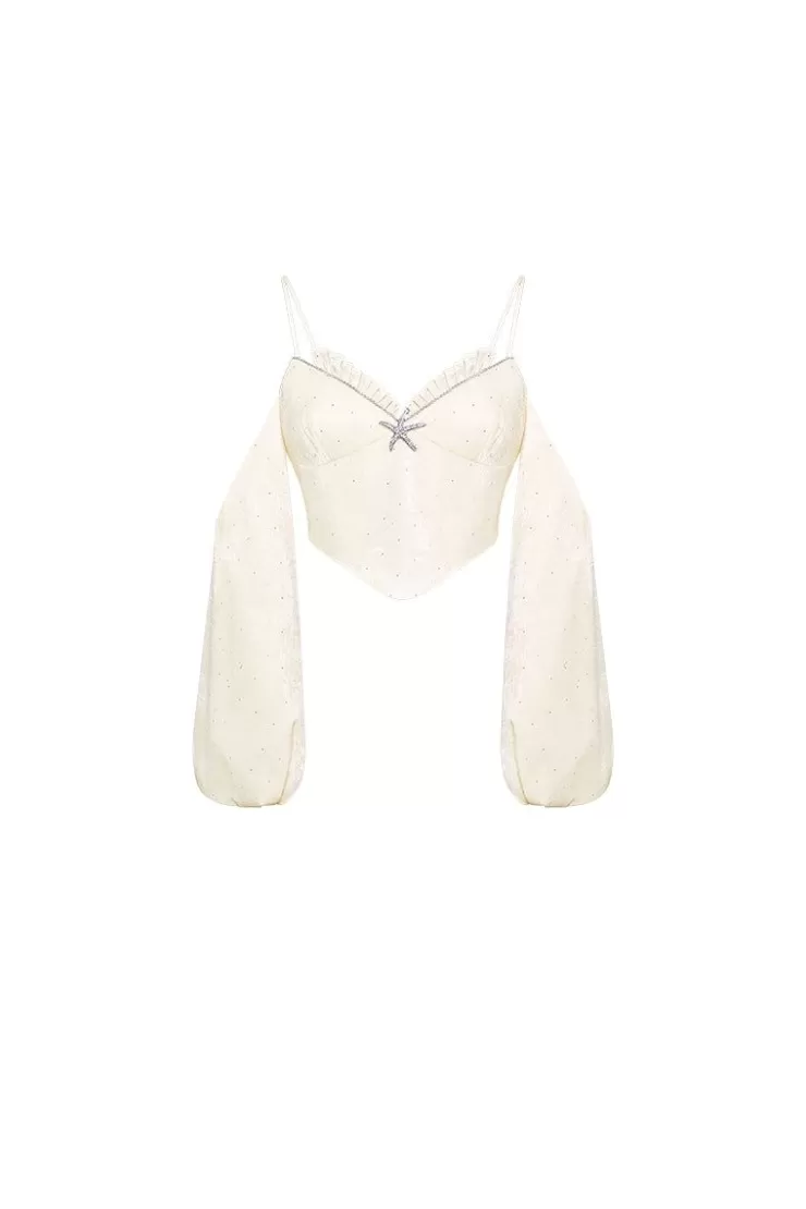Ozlana Asterie Off Shoulder Bustier (Ivory) | Women Tops
