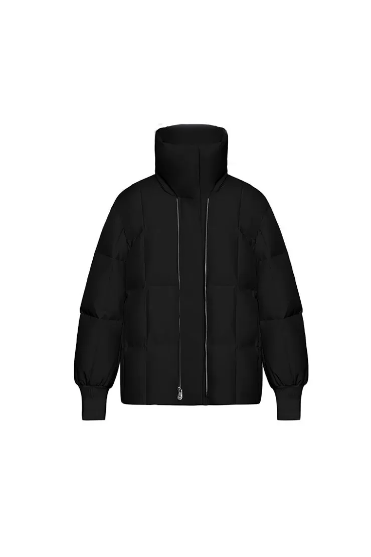 Ozlana Avenue Wool Shearling Collar Multi-Wear Down Jacket(Black) | Women Down Puffer Jackets