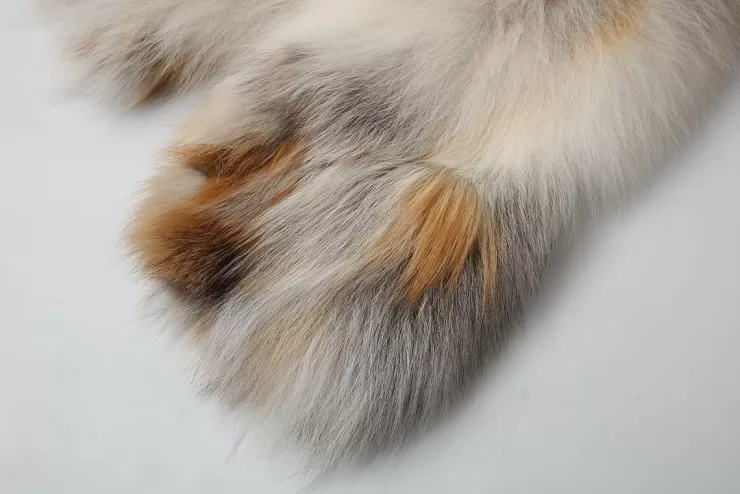 Ozlana Backstage V Neck Fox Fur Jacket (Cream Brown) | Women Full Fur Jackets