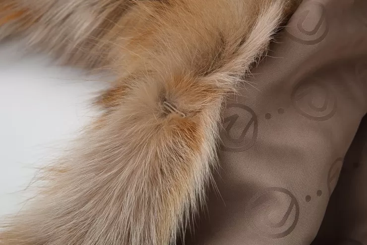Ozlana Backstage V Neck Fox Fur Jacket (Pink Brown) | Women Full Fur Jackets