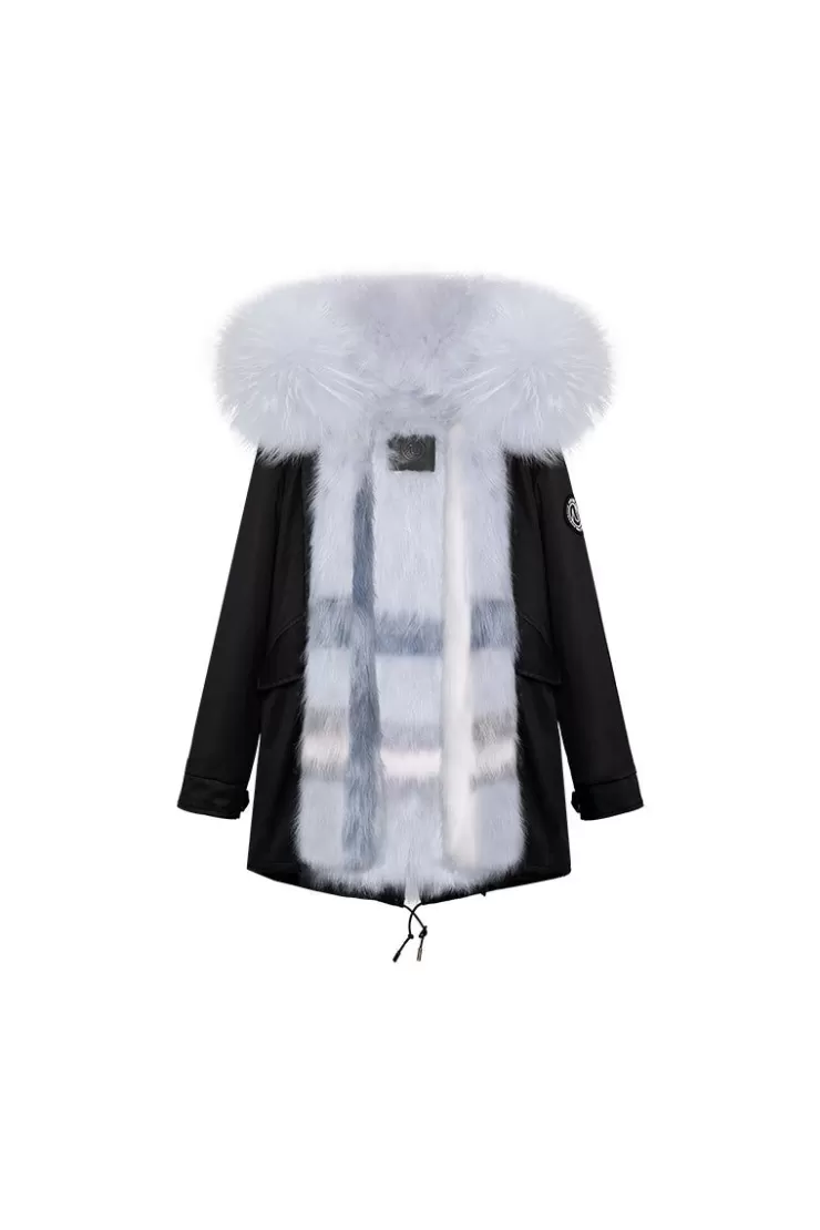 Ozlana Black +Blue Check | Women Classic & Designer Parkas