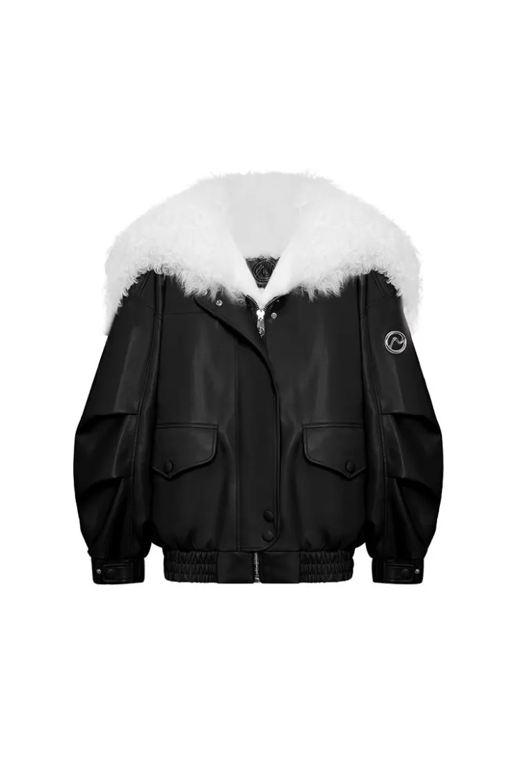 Ozlana Black Faux Leather Parka | Women Omniverse: Milan Runway Collection