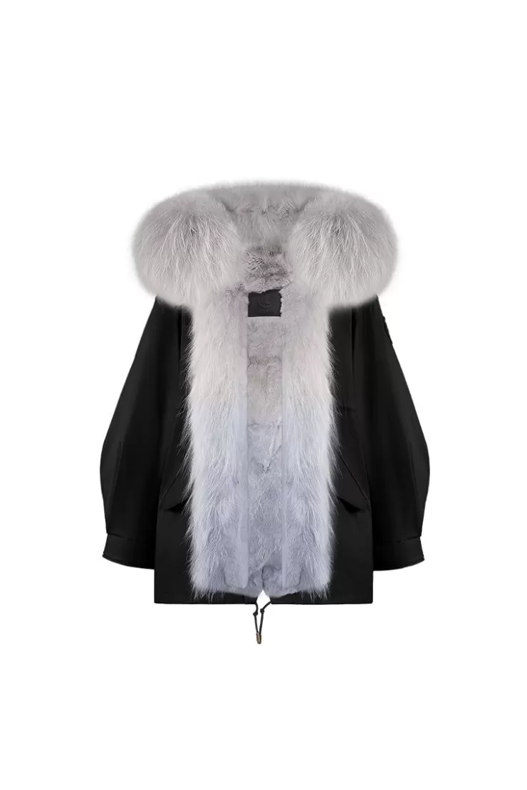 Ozlana Black Oversize Parka +Blue Gradient | Women Classic & Designer Parkas