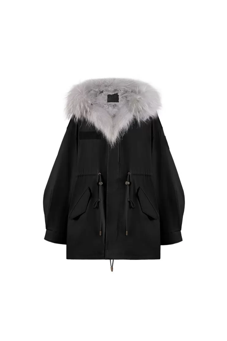 Ozlana Black Oversize Parka +Blue Gradient | Women Classic & Designer Parkas