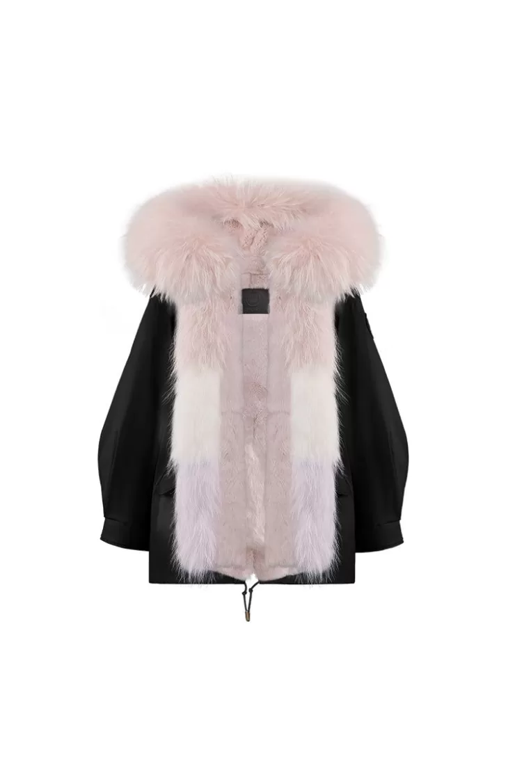 Ozlana Black Oversize Parka +Pink Ice Cream | Women Classic & Designer Parkas