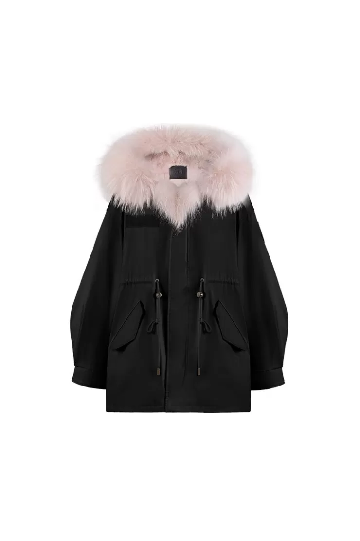 Ozlana Black Oversize Parka +Pink Ice Cream | Women Classic & Designer Parkas