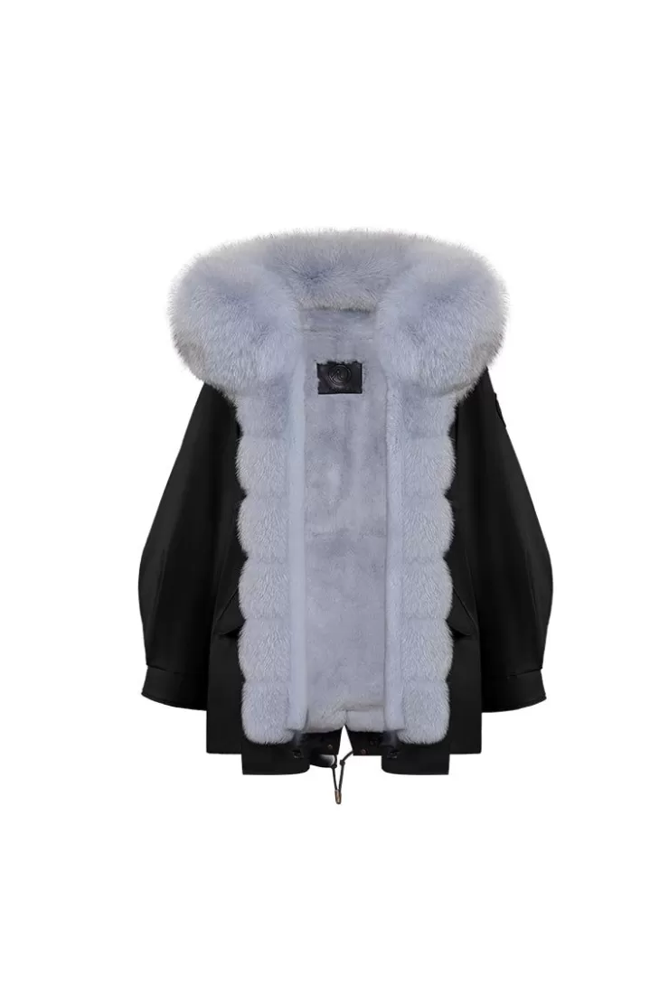 Ozlana Black Oversize Parka+Blue Snow | Women Classic & Designer Parkas