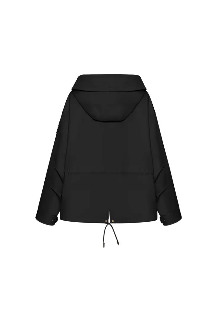 Ozlana Black Short Oversize Parka+Blue Rabbit Fur/Raccoon Fur | Women Classic & Designer Parkas
