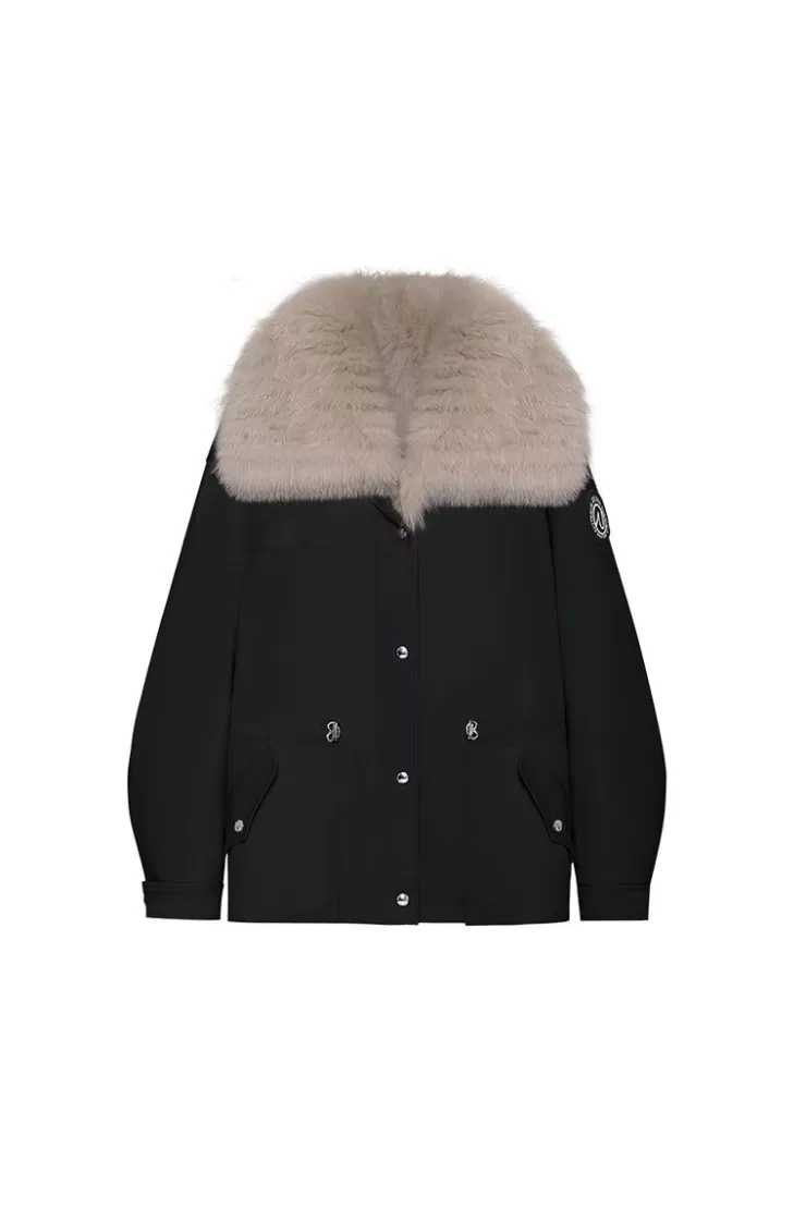 Ozlana Black Transform Parka + Mocha Lapel Fur Coat | Women Classic & Designer Parkas