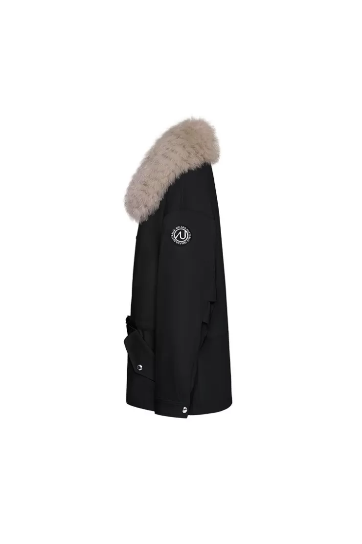 Ozlana Black Transform Parka + Mocha Lapel Fur Coat | Women Classic & Designer Parkas