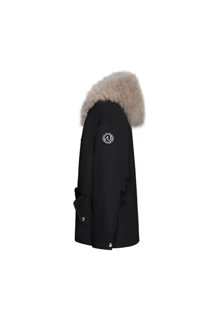 Ozlana Black Transform Parka +Mocha Hooded Fur Coat | Women Classic & Designer Parkas