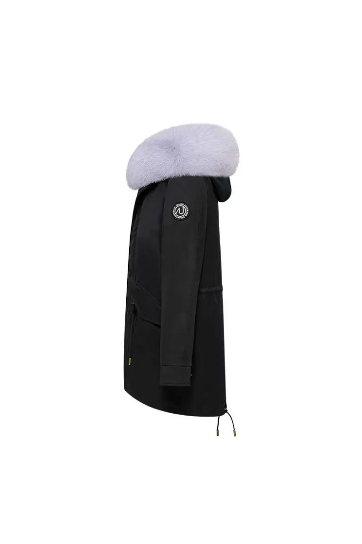Ozlana Black+Blue Gradient Flower | Women Classic & Designer Parkas