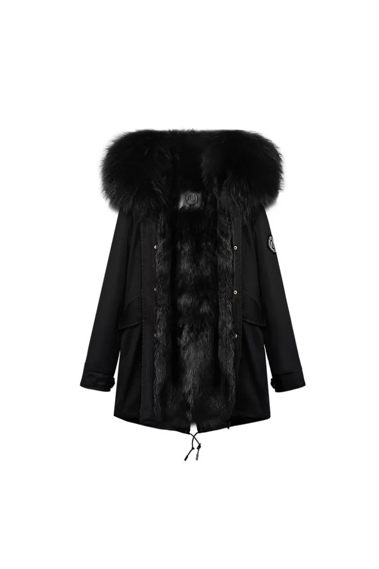 Ozlana Black+Classic Black Mink | Women Classic & Designer Parkas