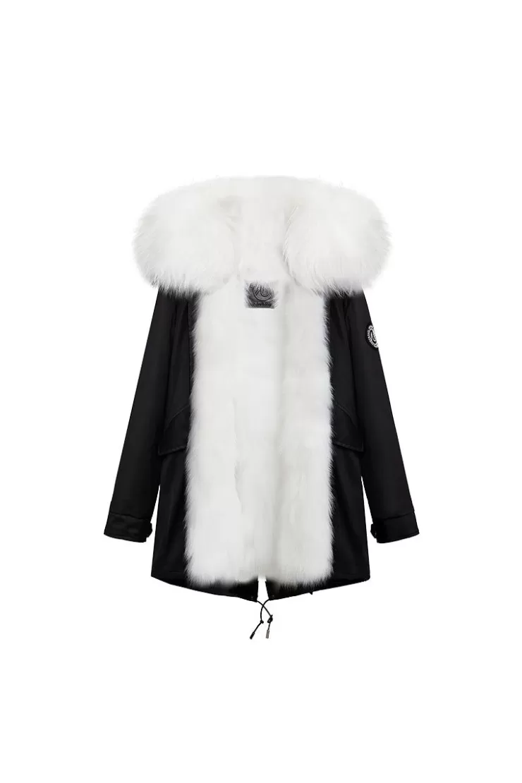 Ozlana Black+Classic White Raccoon | Women Classic & Designer Parkas