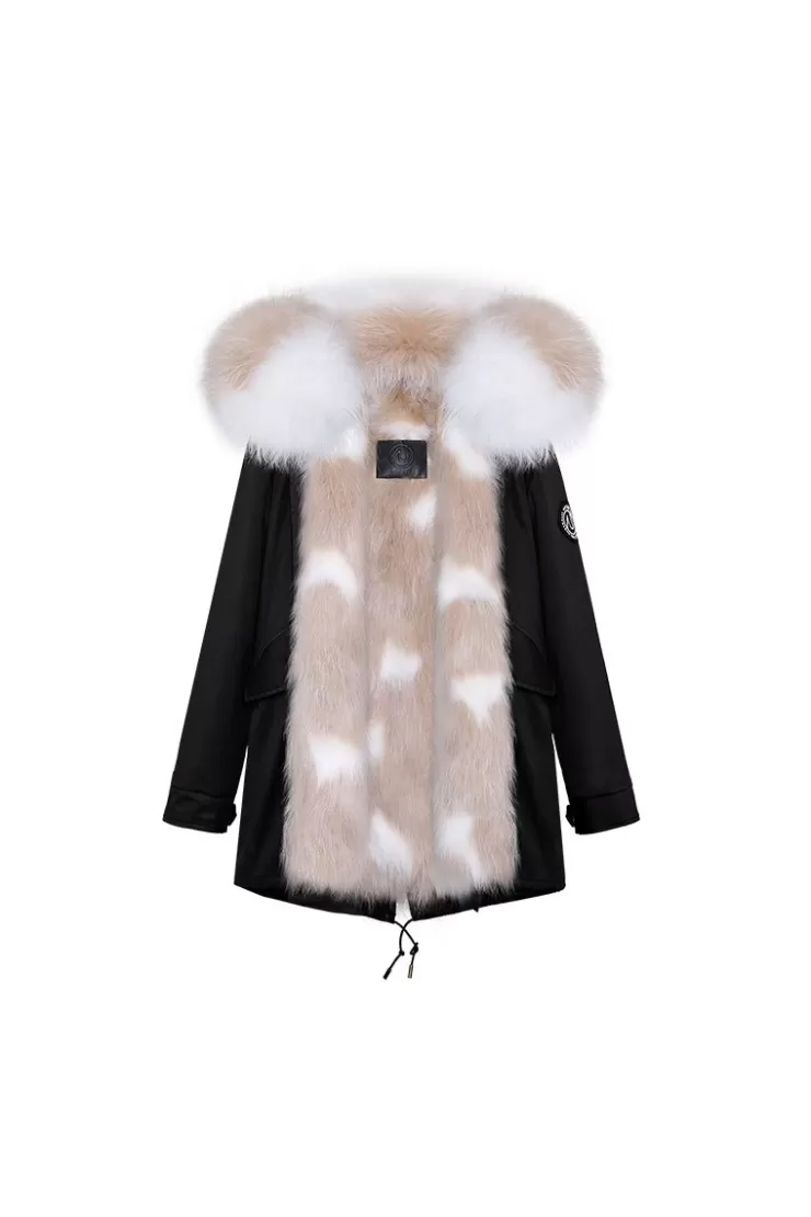 Ozlana Black+Cream Star | Women Classic & Designer Parkas