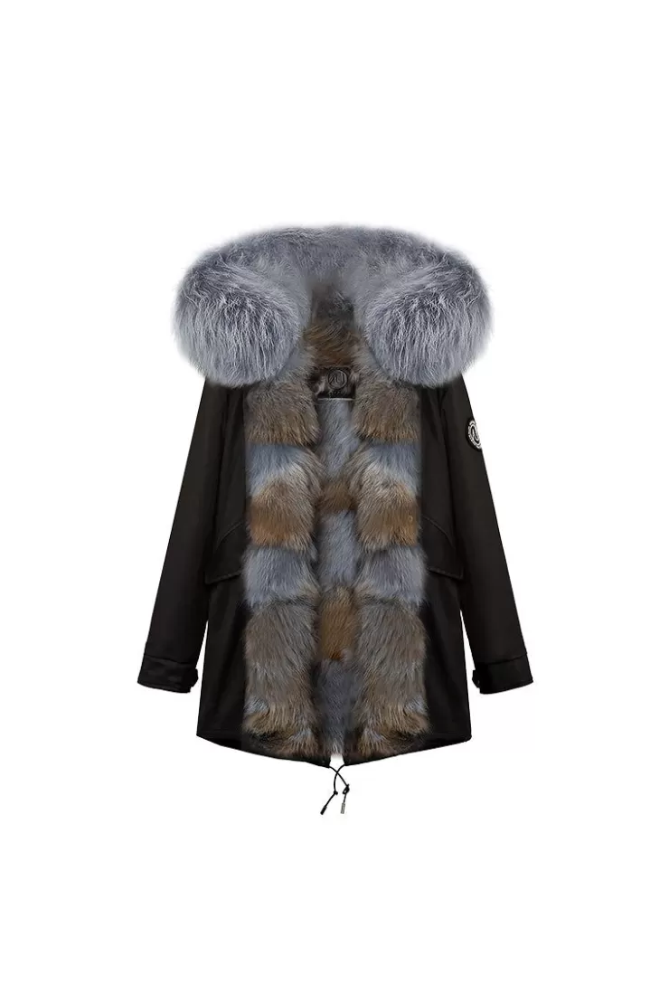 Ozlana Black+Premium Navy Fox | Women Classic & Designer Parkas