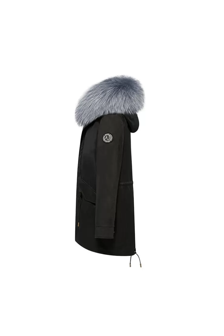 Ozlana Black+Premium Navy Fox | Women Classic & Designer Parkas