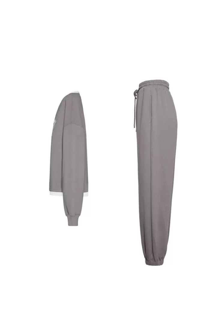 Ozlana Butterfly Oversized Sweatshirt Set(Grey) | Women Matching Sets