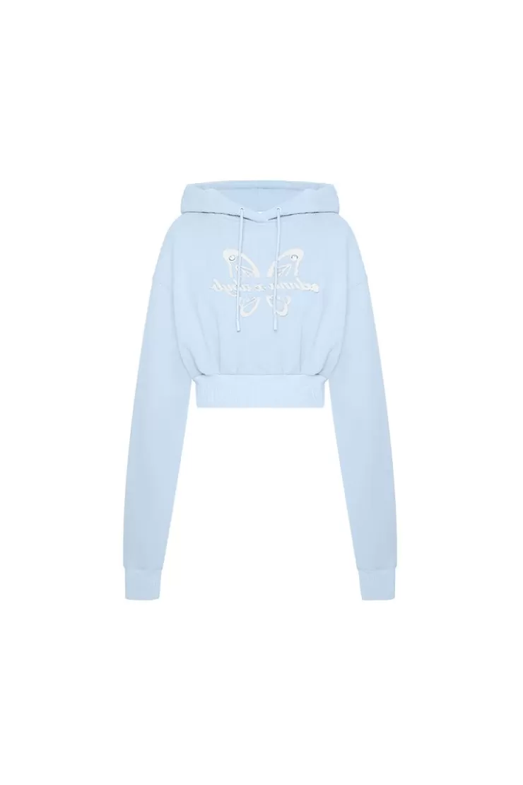 Ozlana Butterfly Print High-Waist Hoodie(Blue) | Women Tops