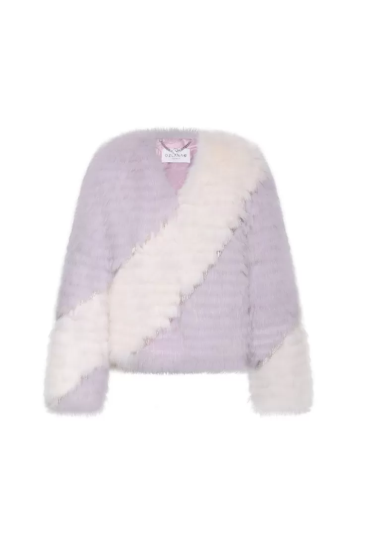 Ozlana Chandelier Crystal Fringe Fox Fur Jacket (Purple) | Women Full Fur Jackets