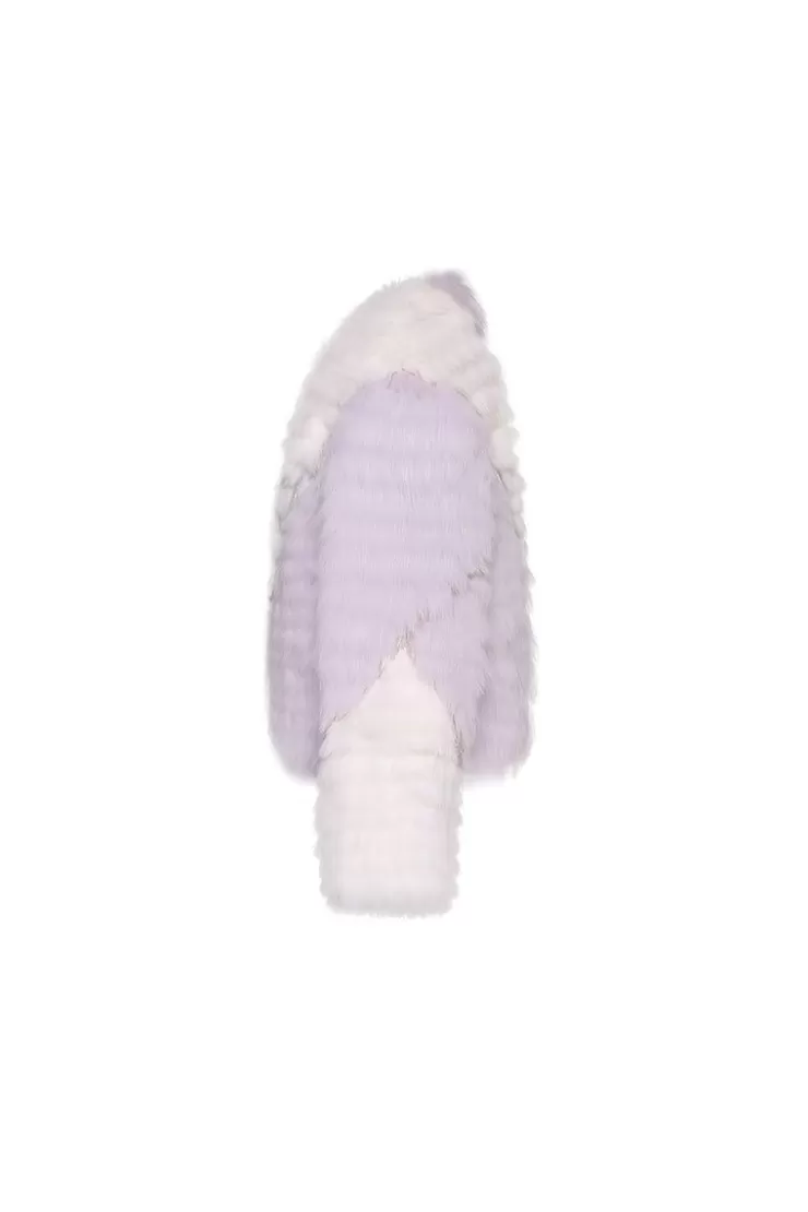 Ozlana Chandelier Crystal Fringe Fox Fur Jacket (Purple) | Women Full Fur Jackets
