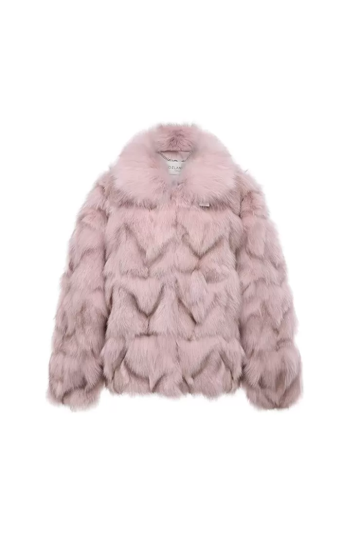 Ozlana Classic Buckle Collar Fox Fur Jacket (Pink) | Women Full Fur Jackets