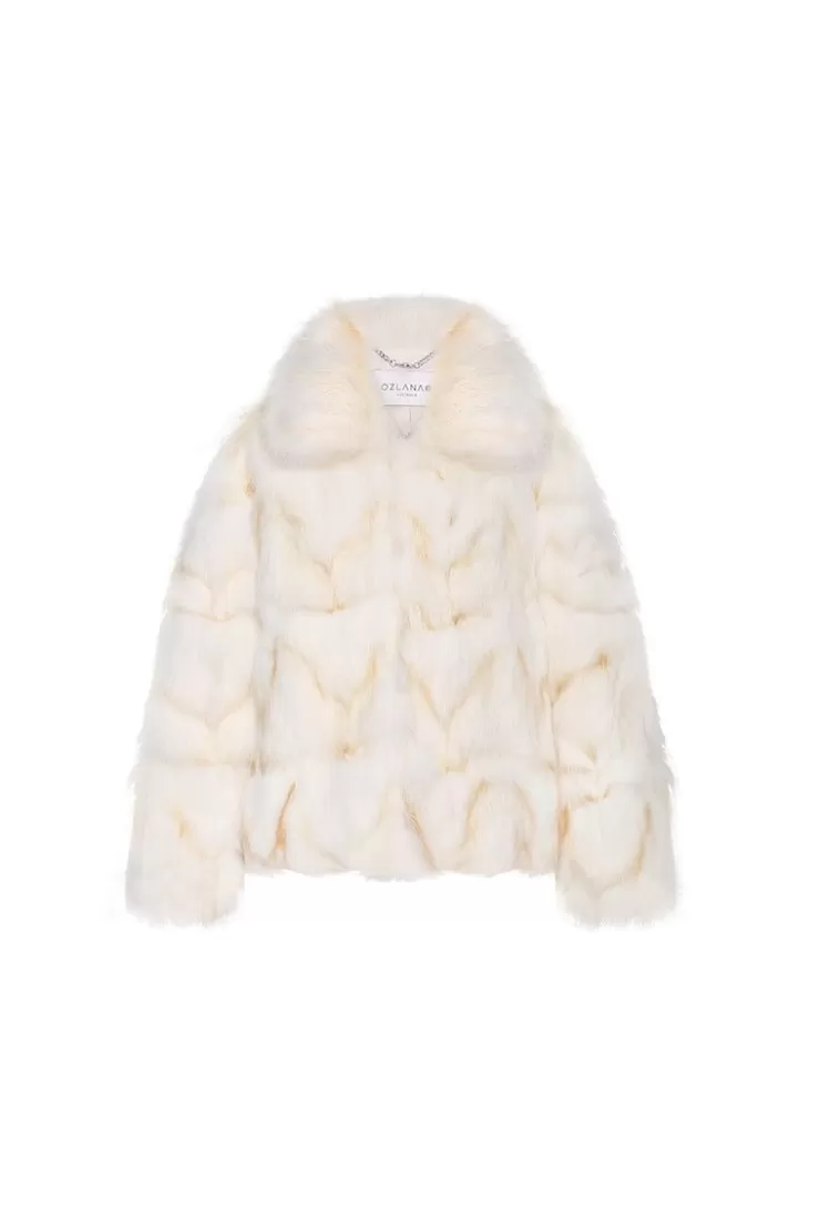 Ozlana Classic Buckle Collar Fox Fur Jacket (White) | Women Omniverse: Milan Runway Collection