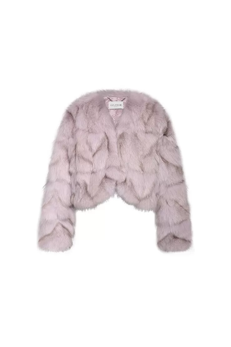 Ozlana Classic Crop V Neck Fox Fur Jacket (Purple) | Women Full Fur Jackets