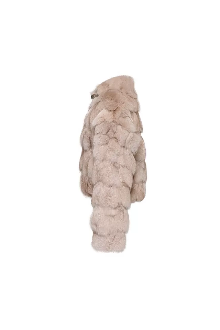 Ozlana Cloud Bubble Buckle Collar Fox Fur Jacket (Dark Grey) | Women Full Fur Jackets