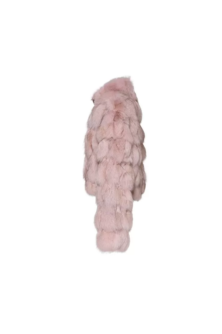 Ozlana Cloud Bubble Buckle Collar Fox Fur Jacket (Pink) | Women Full Fur Jackets