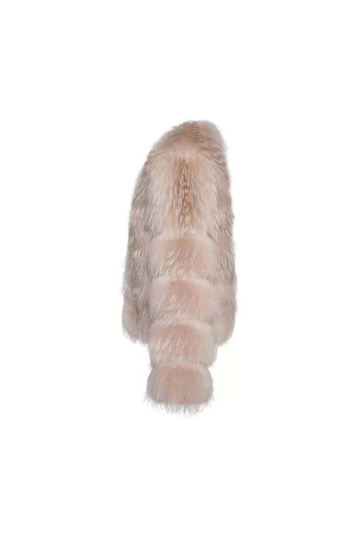 Ozlana Cloud Bubble Duotone Lapel Fox Fur Jacket (Beige) | Women Full Fur Jackets