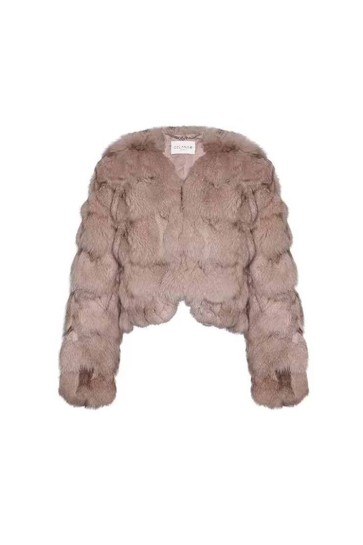 Ozlana Cloud Bubble V Neck Fox Fur Jacket (Dark Grey) | Women Full Fur Jackets