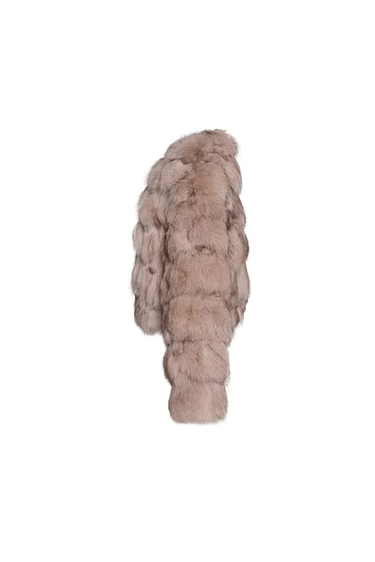 Ozlana Cloud Bubble V Neck Fox Fur Jacket (Dark Grey) | Women Full Fur Jackets
