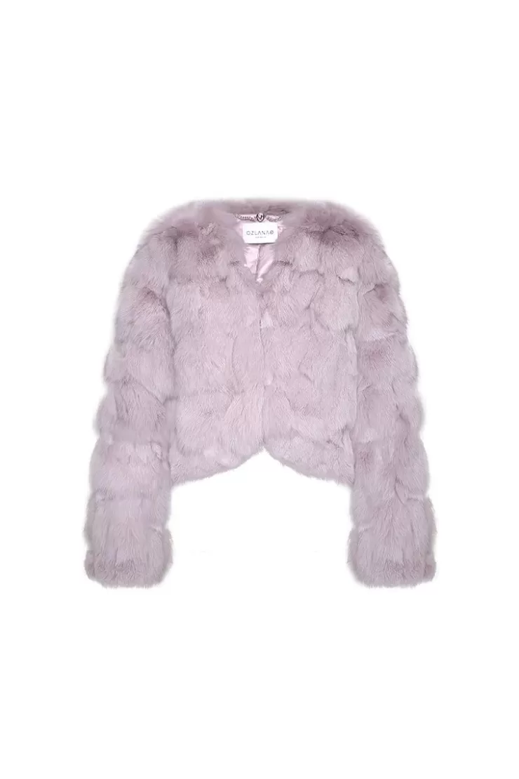 Ozlana Cloud Bubble V Neck Fox Fur Jacket (Purple) | Women Full Fur Jackets