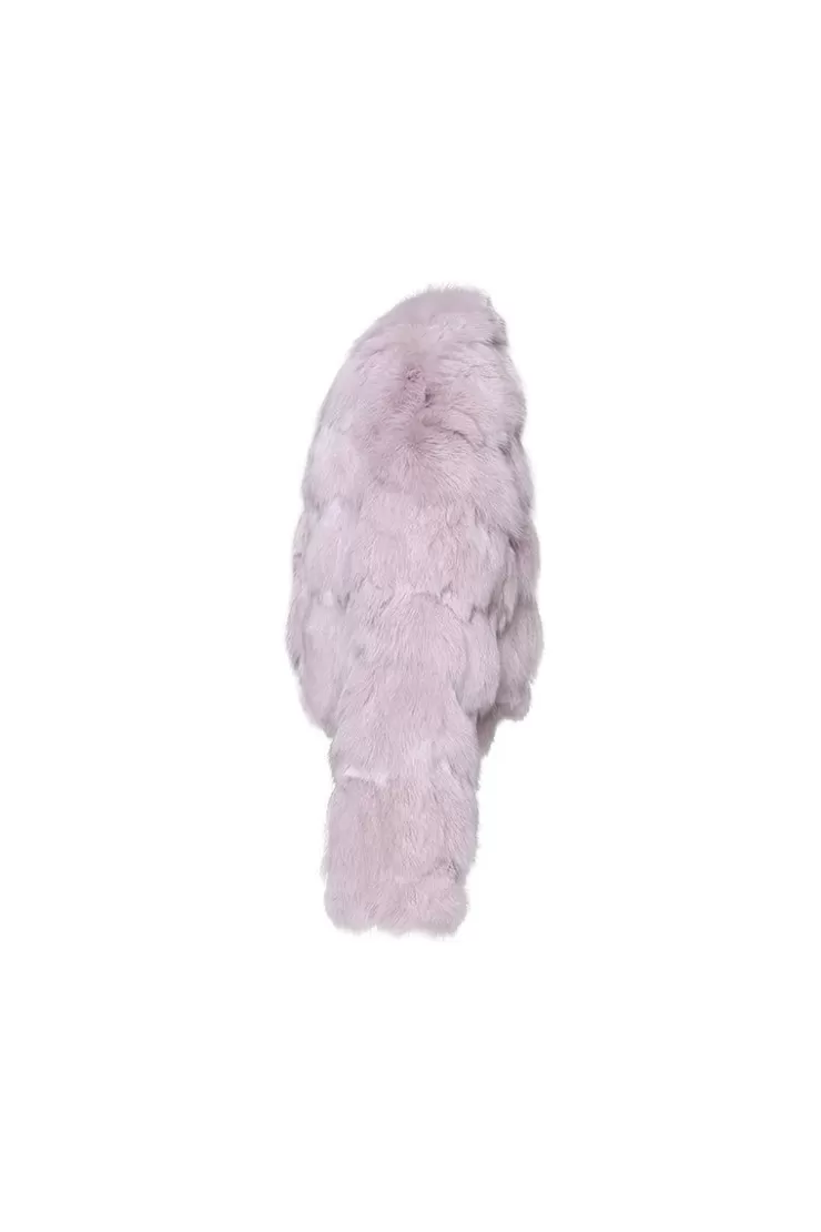 Ozlana Cloud Bubble V Neck Fox Fur Jacket (Purple) | Women Full Fur Jackets