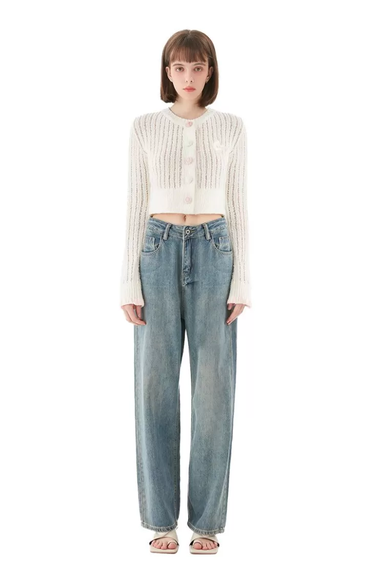 Ozlana Contrast Button Knitted Cardigan (Cream) | Women Tops