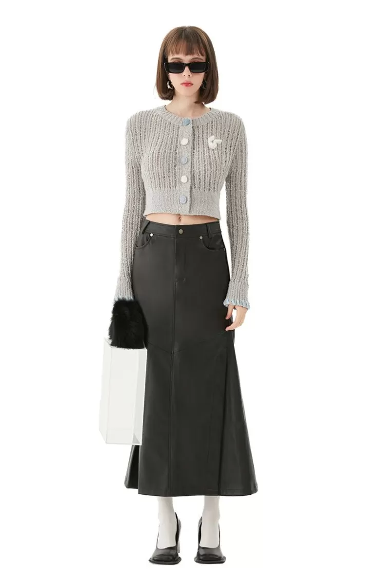 Ozlana Contrast Button Knitted Cardigan (Grey) | Women Ozln