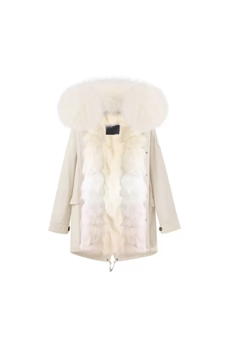Ozlana Cream White + Dreamy Rainbow | Women Classic & Designer Parkas