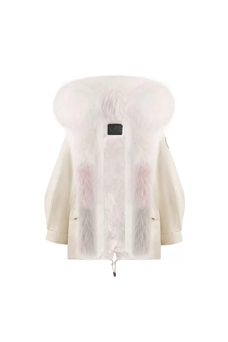 Ozlana Cream White Oversize Parka+Peachy Ice Cream | Women Classic & Designer Parkas