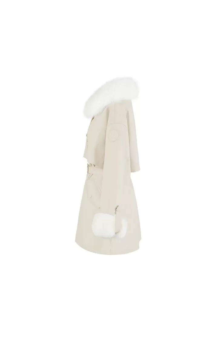 Ozlana Cream White Trench Parka | Women Classic & Designer Parkas