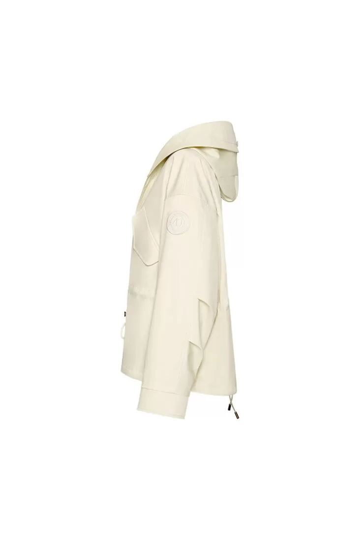 Ozlana Cream Whiteshort Oversize Parka+White Rabbit Fur/Raccoon Fur | Women Classic & Designer Parkas