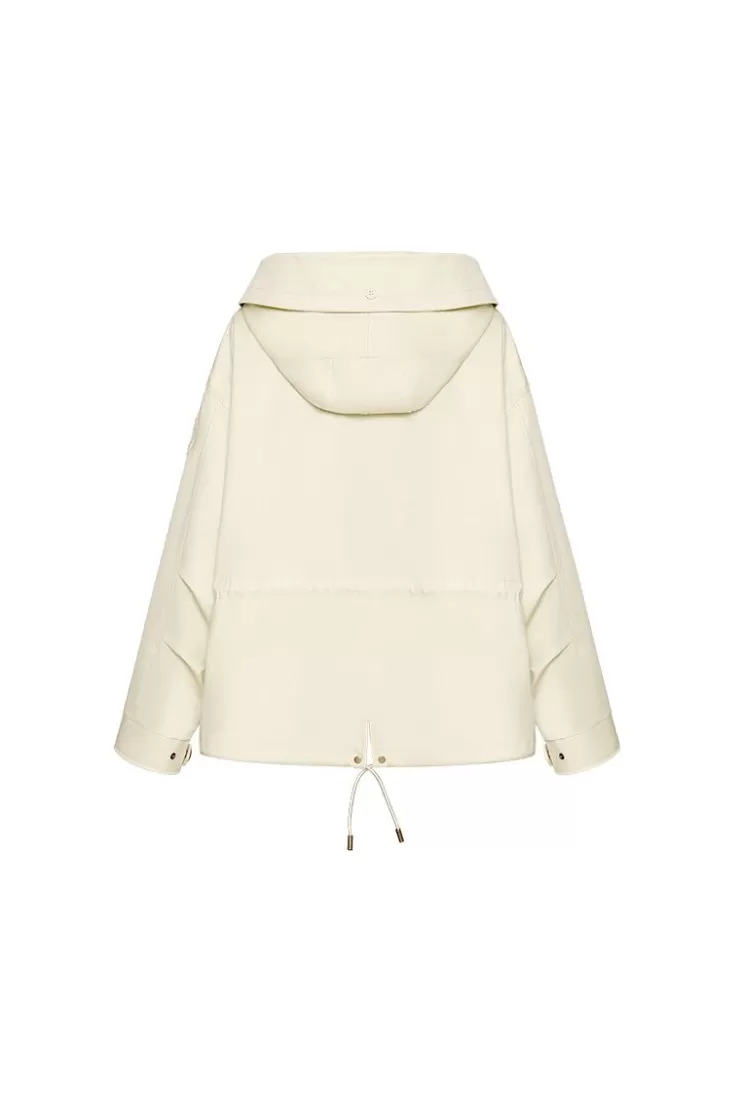 Ozlana Cream Whiteshort Oversize Parka+White Rabbit Fur/Raccoon Fur | Women Classic & Designer Parkas